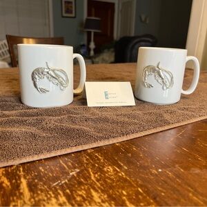 Maurice Milleur Handcrafted Pewter shrimp mugs pair
